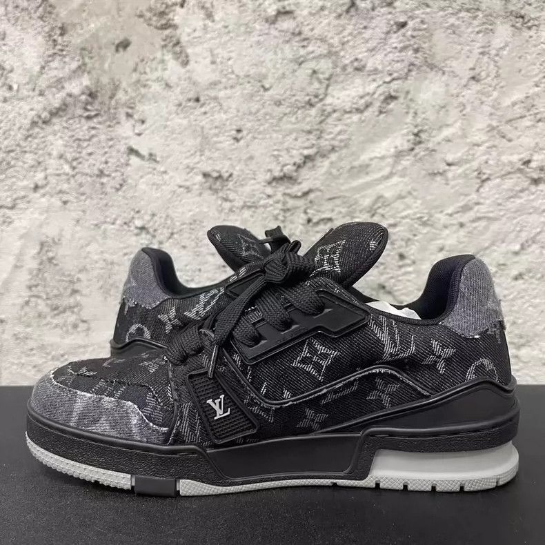 Louis Vuitton Louis Vuitton LV Trainer Black Denim Sneakers-yf Size US 5.5 / EU 38 - 5 Thumbnail