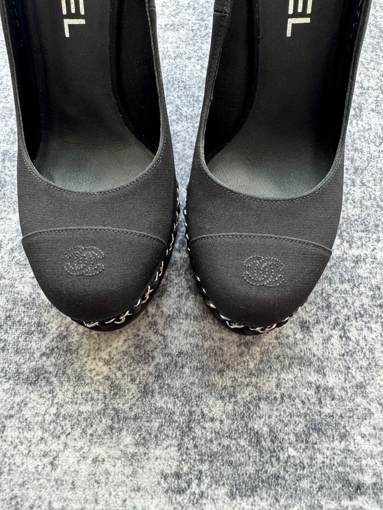 Chanel Chanel Black High Heels with Chain Detail-yf Size US 6.5 / EU 39-40 - 3 Thumbnail