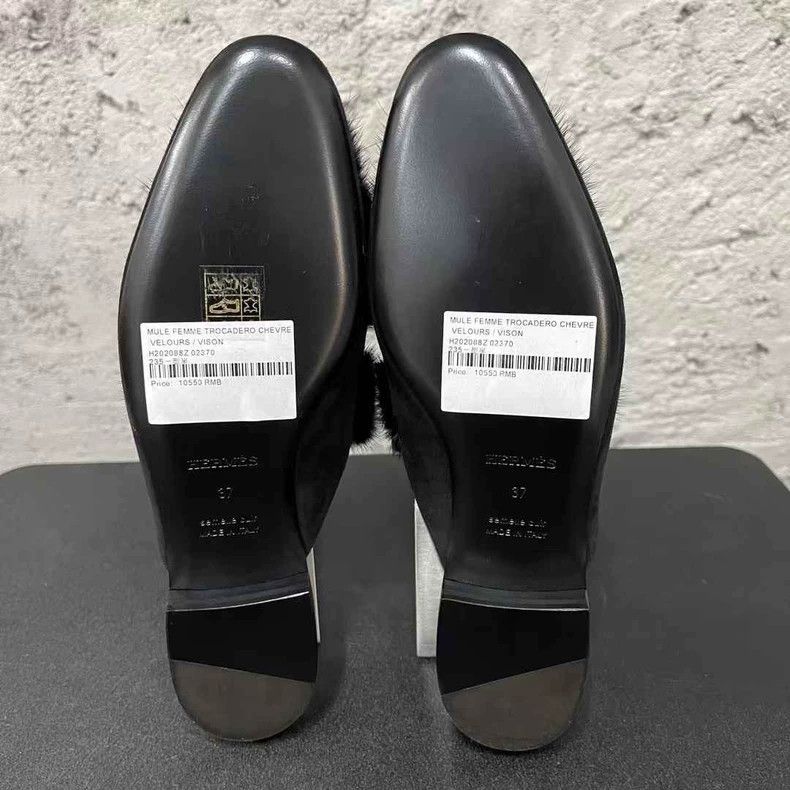 Hermes Hermès Black Mink Fur Mule Slippers-yf Size US 6.5 / EU 39-40 - 7 Thumbnail