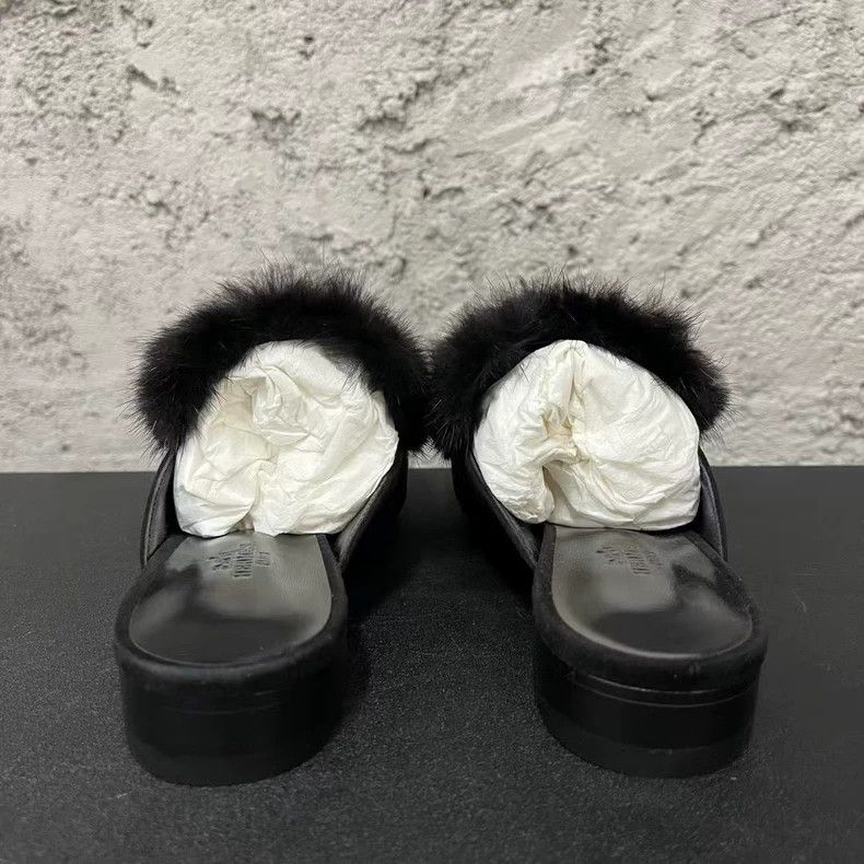Hermes Hermès Black Mink Fur Mule Slippers-yf Size US 6.5 / EU 39-40 - 4 Thumbnail