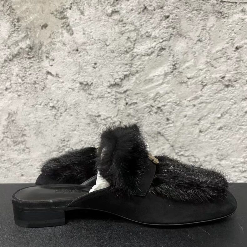 Hermes Hermès Black Mink Fur Mule Slippers-yf Size US 6.5 / EU 39-40 - 5 Thumbnail