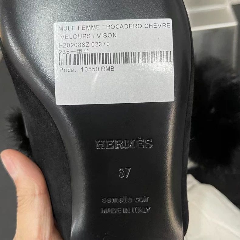 Hermes Hermès Black Mink Fur Mule Slippers-yf Size US 6.5 / EU 39-40 - 8 Thumbnail