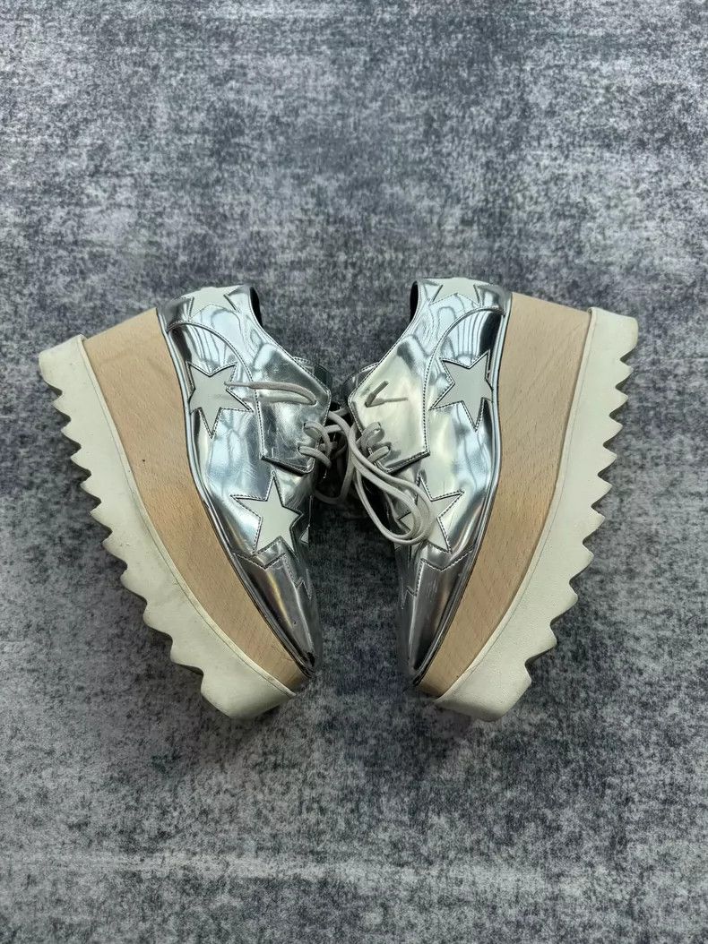 Celine Stella McCartney Silver Star Wedge Sneakers-yf Size US 5 / EU 37 - 3 Thumbnail