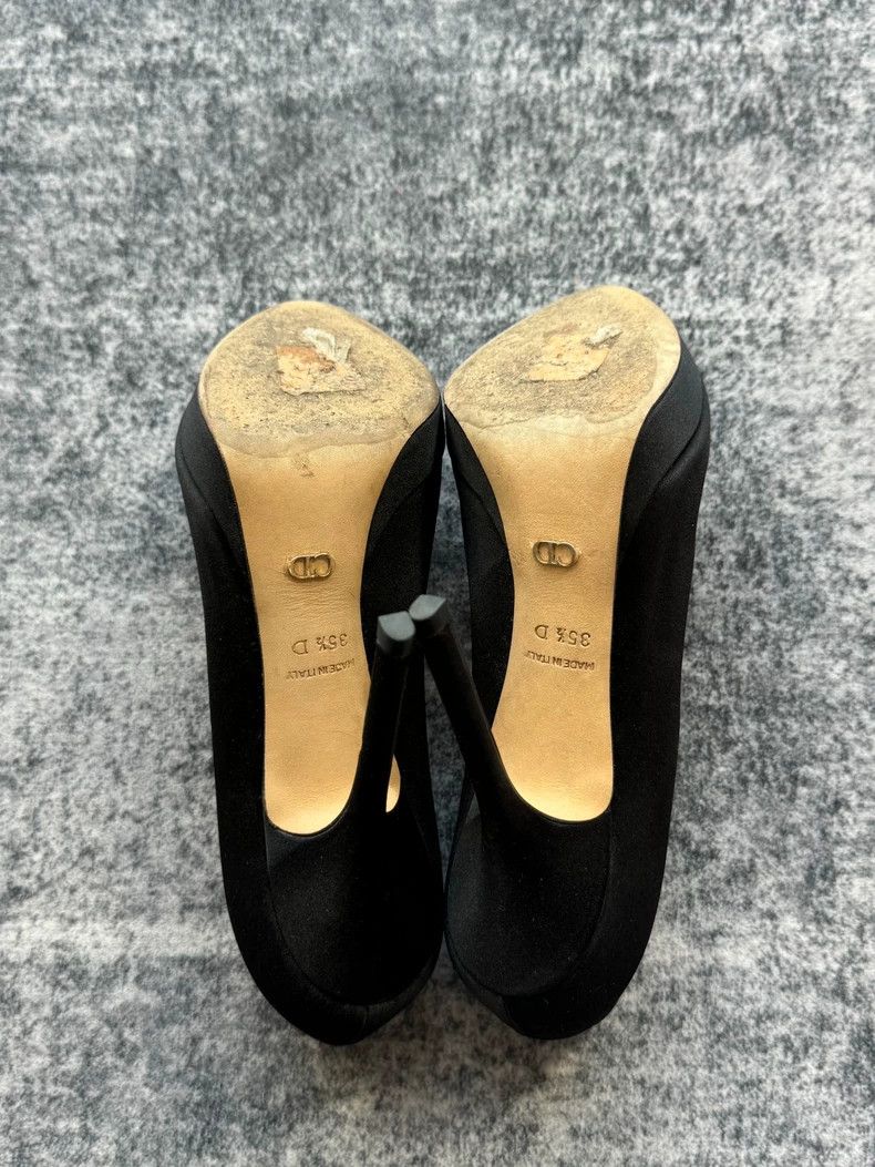 Dior Dior Black Satin Peep Toe High Heels-yf Size US 5.5 / EU 38 - 6 Thumbnail