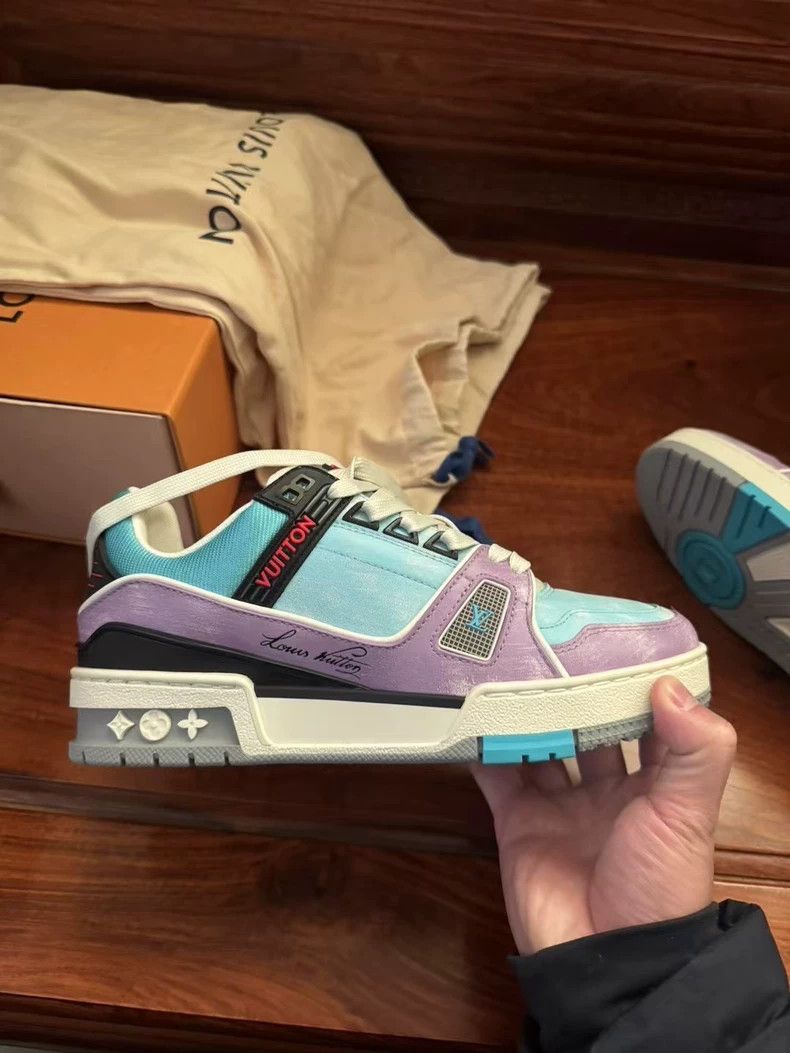 Louis Vuitton Louis Vuitton Blue Purple Trainer Sneakers-yf Size US 5.5 / EU 38 - 3 Thumbnail