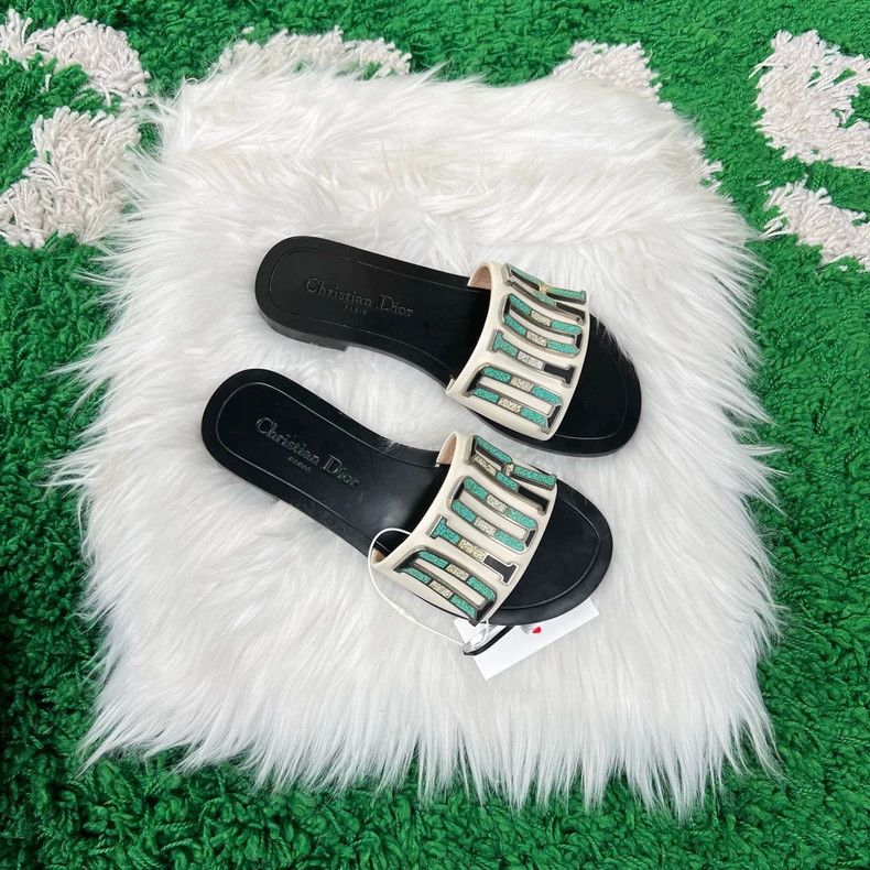 Dior Dior Turquoise Letter Slide Sandals-yf Size US 5.5 / EU 38 - 2 Thumbnail