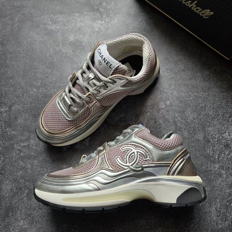 Chanel CHANEL Silver Sport Sneakers Size 36-yf Size US 5.5 / EU 38 - 4 Thumbnail