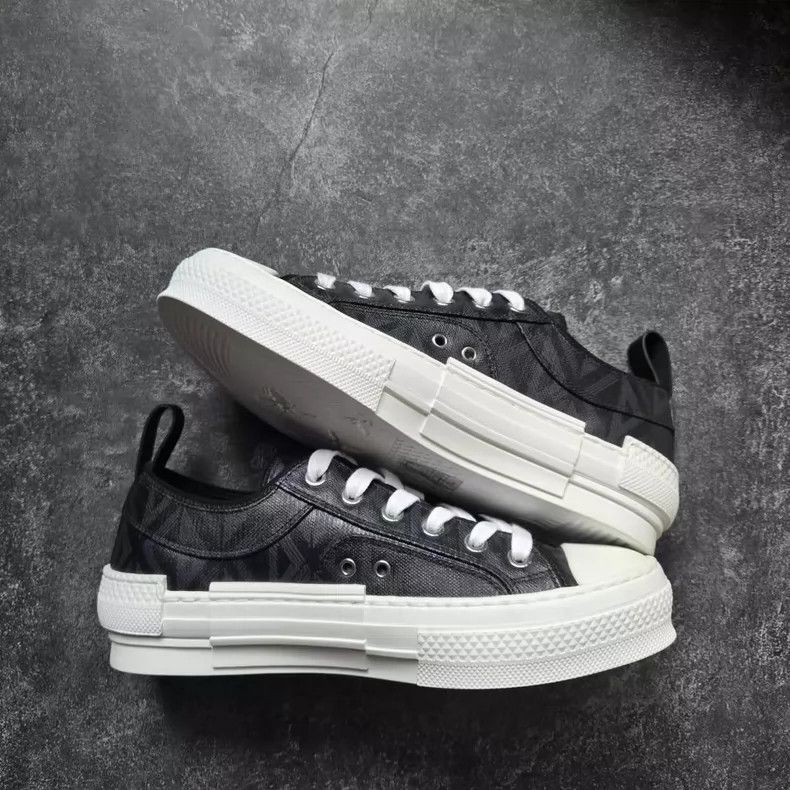 Dior DIOR B23 Black Leather Sneakers New-yf Size US 5.5 / EU 38 - 3 Thumbnail