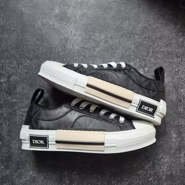 Dior DIOR B23 Black Leather Sneakers New-yf Size US 5.5 / EU 38 - 2 Thumbnail