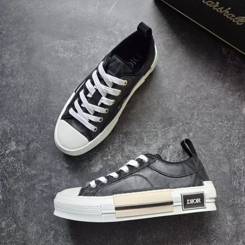 Dior DIOR B23 Black Leather Sneakers New-yf Size US 5.5 / EU 38 - 4 Thumbnail