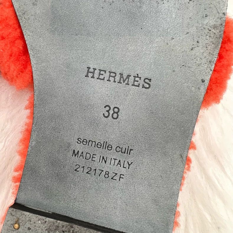 Hermes Hermes Orange Teddy Slippers Size 38-yf Size US 8 / EU 41 - 7 Thumbnail
