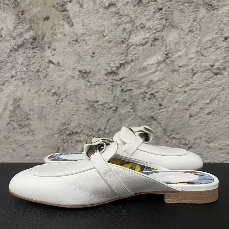 Hermes Hermes Kelly White Half Slippers-yf Size US 6.5 / EU 39-40 - 6 Thumbnail