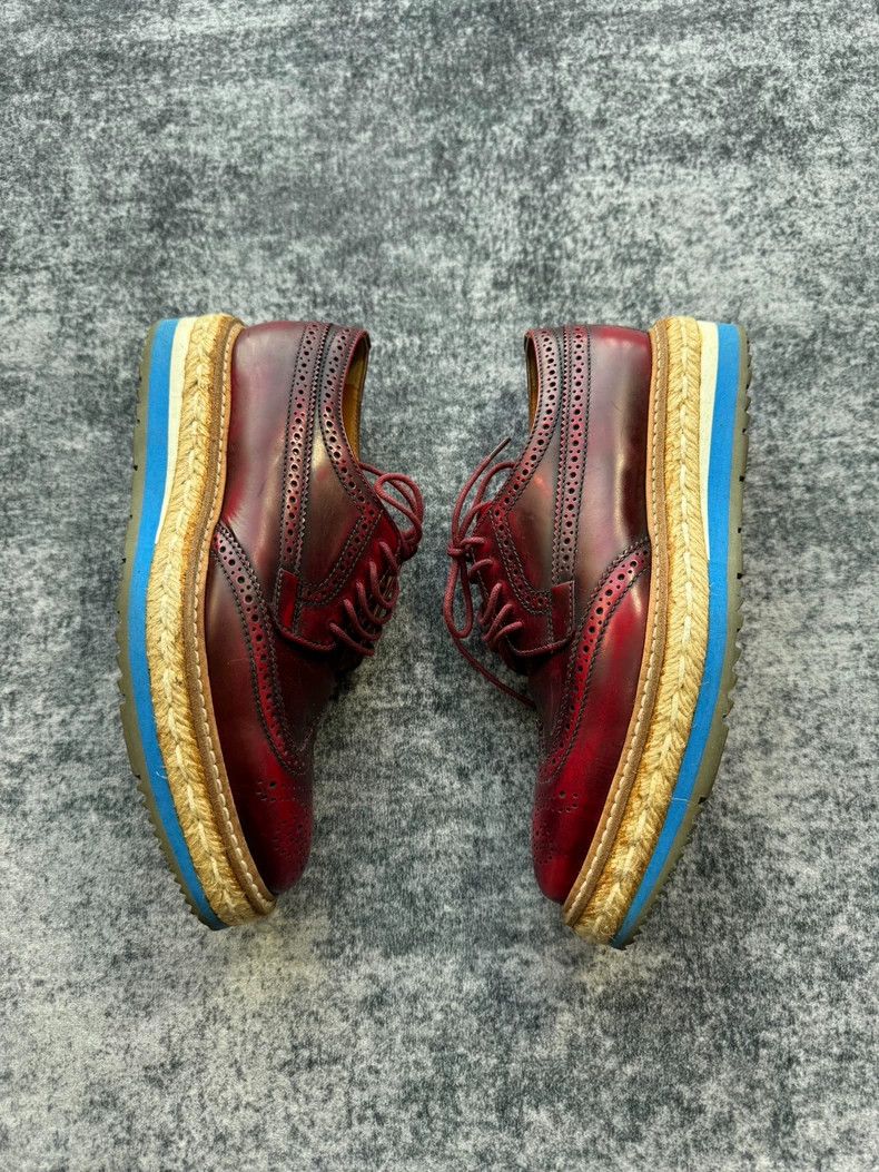 Prada Prada Burgundy Platform Oxford Shoes-yf Size US 5.5 / EU 38 - 3 Thumbnail