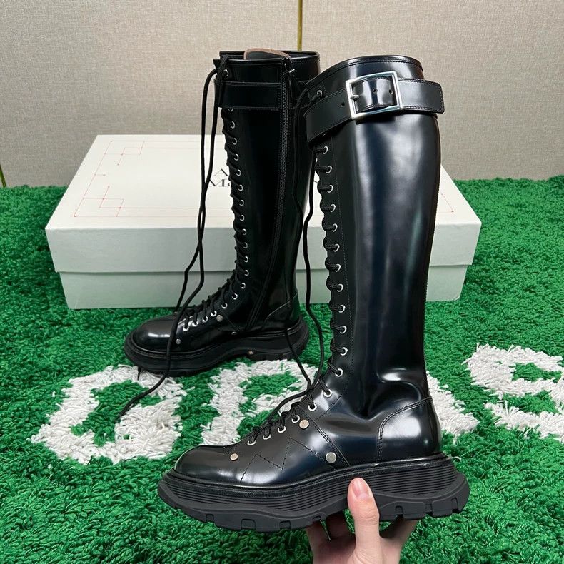 Alexander McQueen Alexander McQueen Black Knee High Lace Boots-yf Size US 5 / EU 37 - 2 Thumbnail
