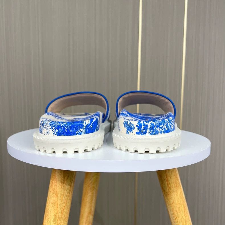 Dior Dior Blue Embroidered Thick-Soled Slippers-yf Size US 5.5 / EU 38 - 5 Thumbnail