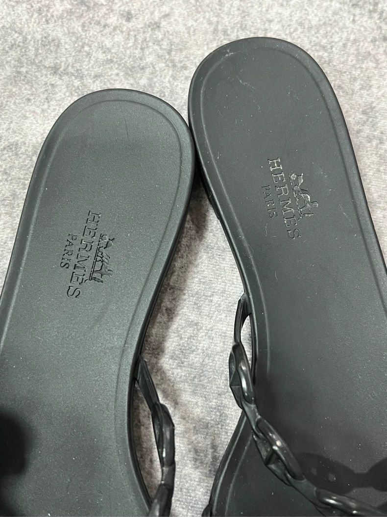 Hermes Hermes black chain slide sandals-yf Size US 5.5 / EU 38 - 3 Thumbnail