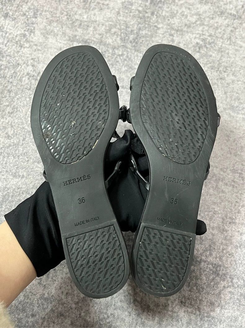 Hermes Hermes black chain slide sandals-yf Size US 5.5 / EU 38 - 7 Thumbnail