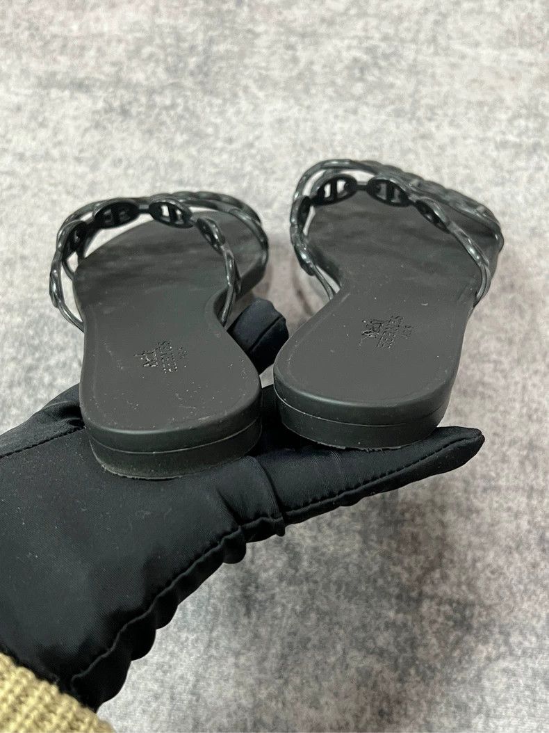 Hermes Hermes black chain slide sandals-yf Size US 5.5 / EU 38 - 5 Thumbnail