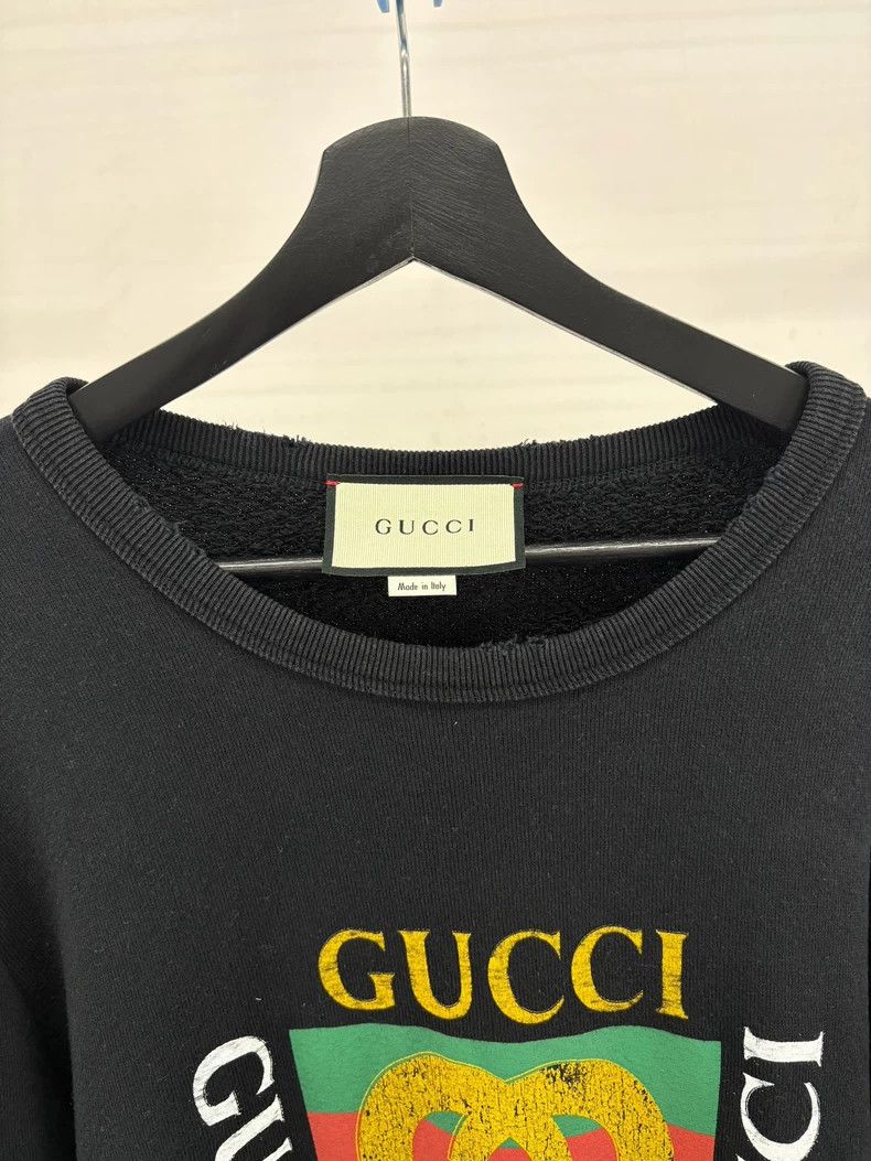 Gucci Gucci Black Distressed Crewneck Sweatshirt Size S-yf Size US S / EU 44-46 / 1 - 4 Thumbnail