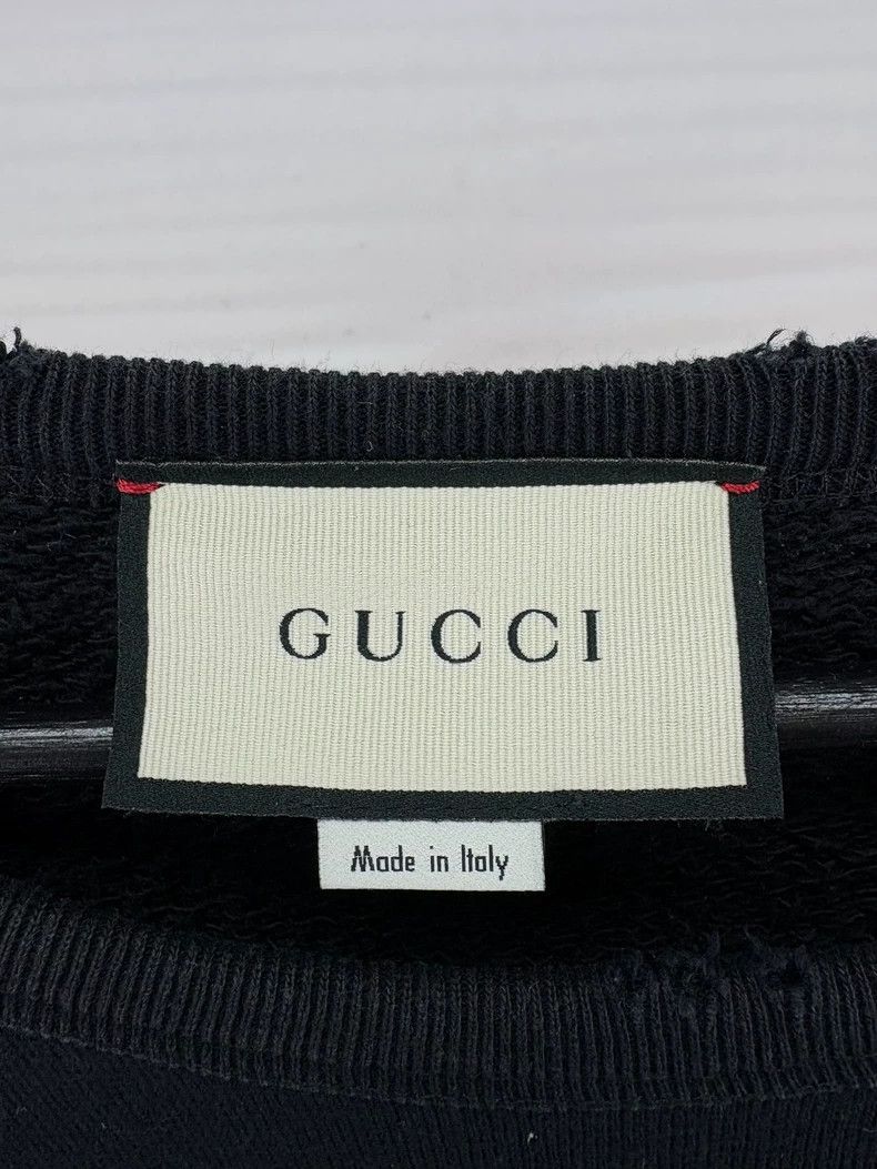 Gucci Gucci Black Distressed Crewneck Sweatshirt Size S-yf Size US S / EU 44-46 / 1 - 5 Thumbnail
