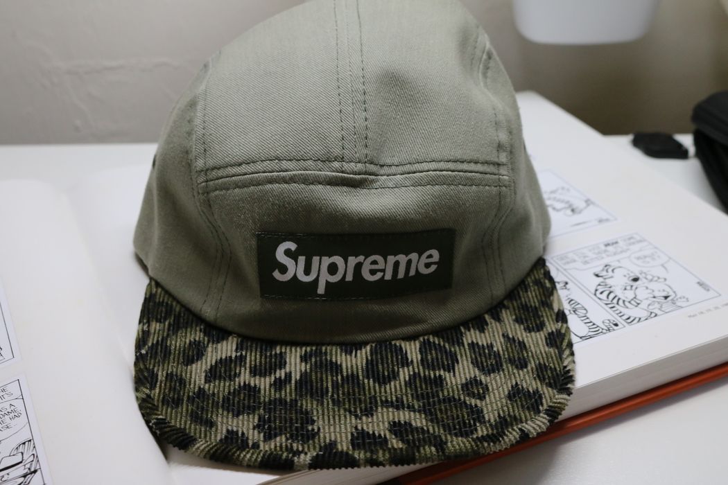 Supreme Leopard Print Corduroy Brim Camp Cap | Grailed