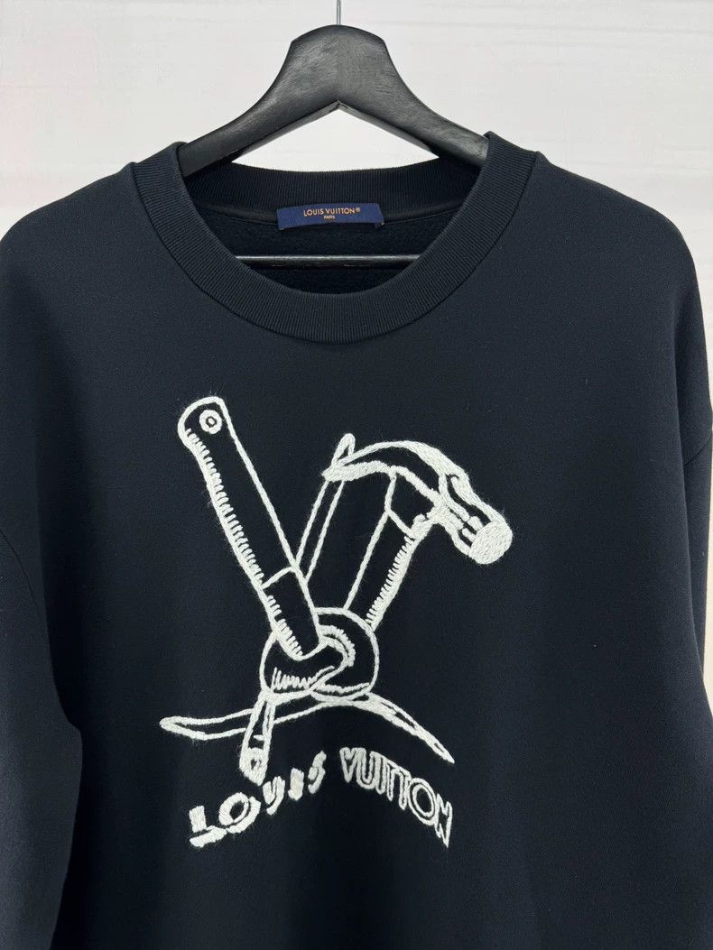 Louis Vuitton Louis Vuitton Black Embroidered Hoodie-yf Size US L / EU 52-54 / 3 - 3 Thumbnail