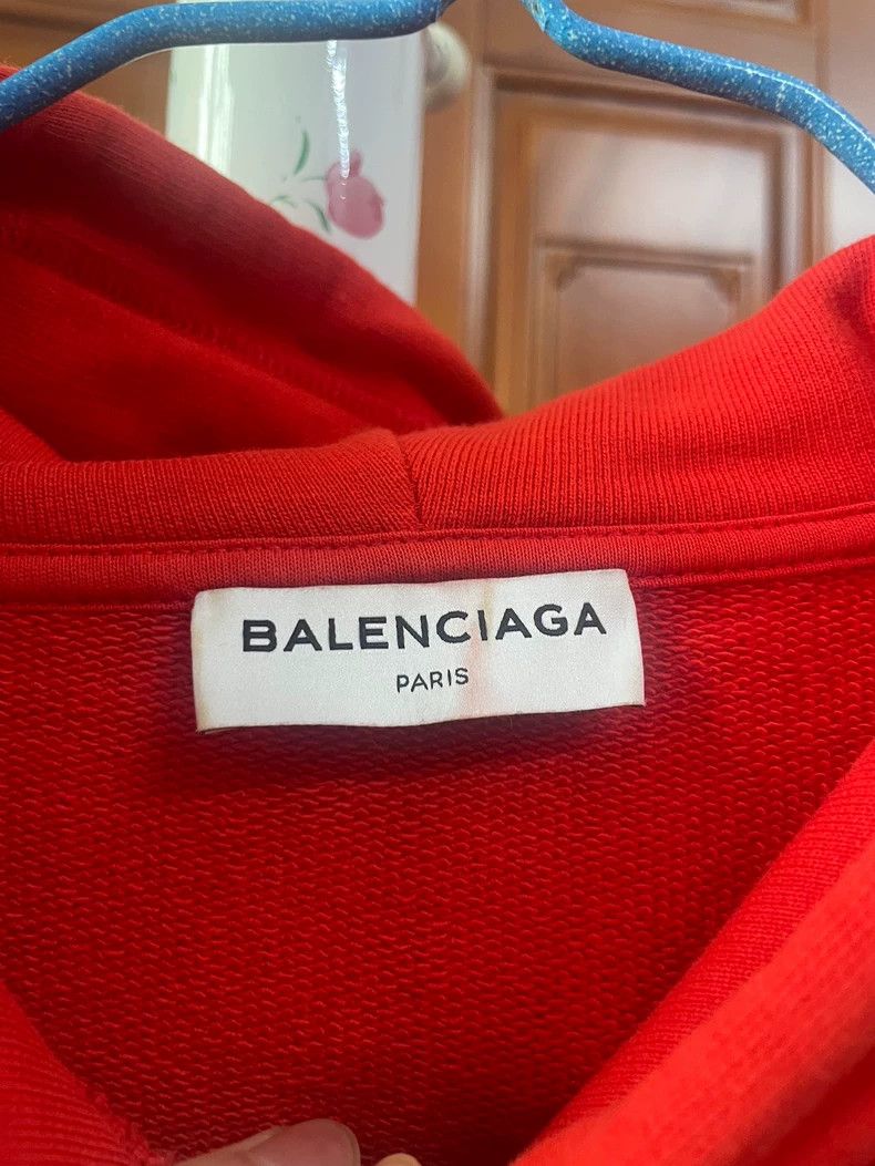 Balenciaga Red Logo Hoodie Sweatshirt-yf