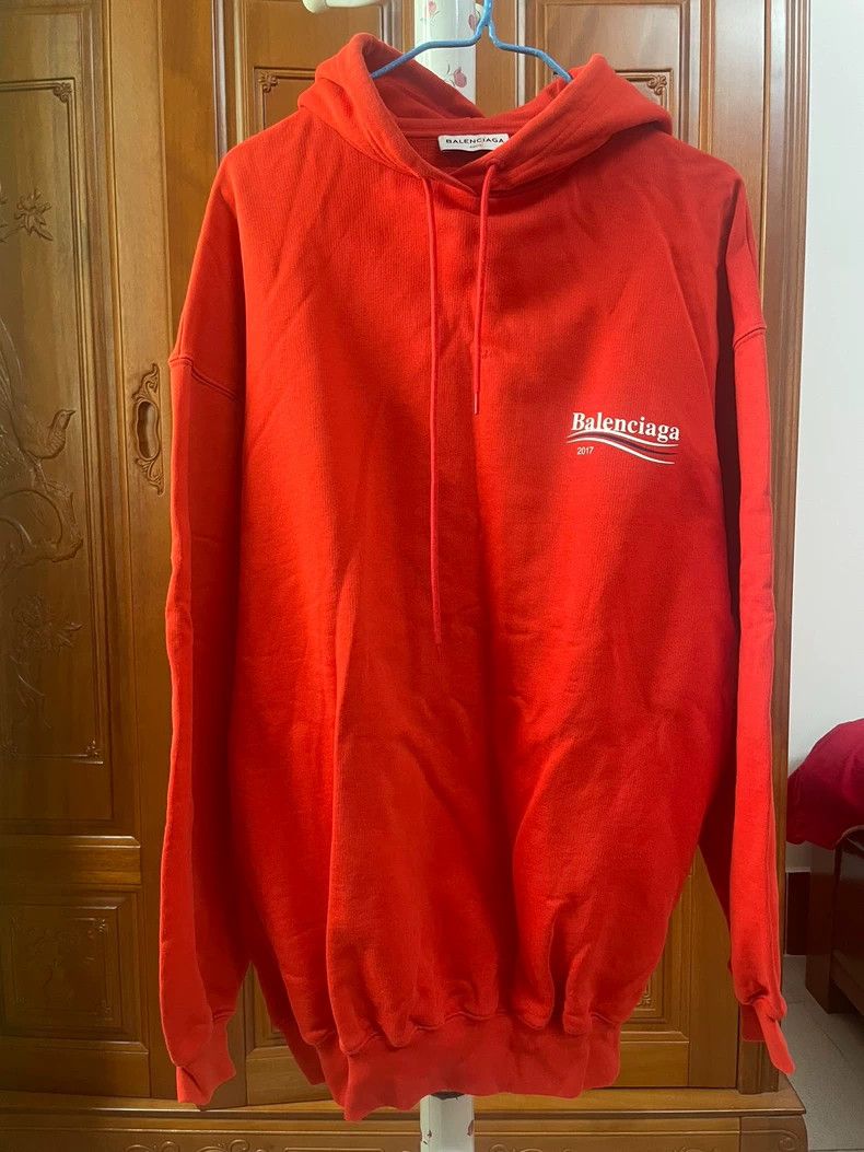 Balenciaga Red Logo Hoodie Sweatshirt-yf