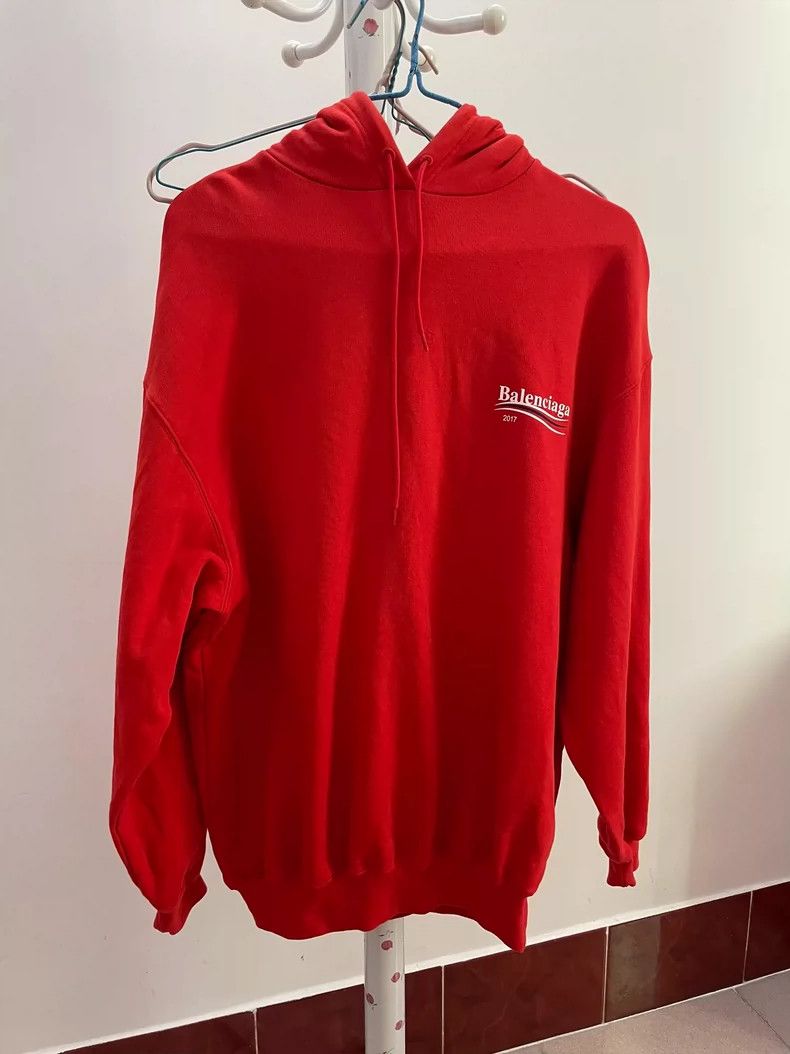 Balenciaga Balenciaga Red Logo Hoodie with Minor Flaws-yf Size US XS / EU 42 / 0 - 2 Thumbnail