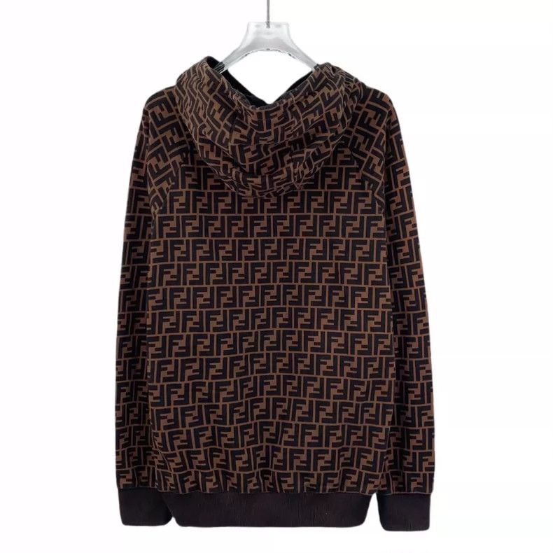 Fendi Fendi Brown Logo Printed Hooded Sweatshirt-yf Size US L / EU 52-54 / 3 - 2 Thumbnail