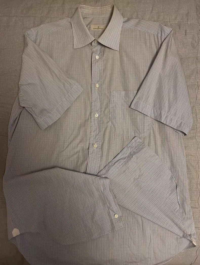 Ermenegildo Zegna Ermenegildo Zegna Short Sleeve Check Shirt-yf Size US L / EU 52-54 / 3 - 8 Thumbnail