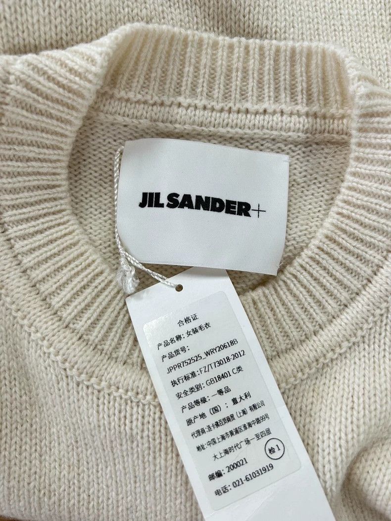Jil Sander Jil Sander White Knit Sweater with Design-yf Size US S / EU 44-46 / 1 - 7 Thumbnail