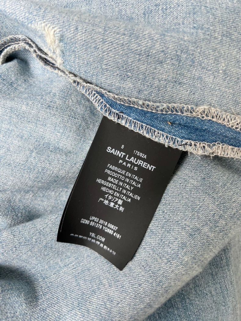 Saint Laurent Paris Saint Laurent Hooded Cotton Denim Shirt-yf Size US S / EU 44-46 / 1 - 6 Thumbnail