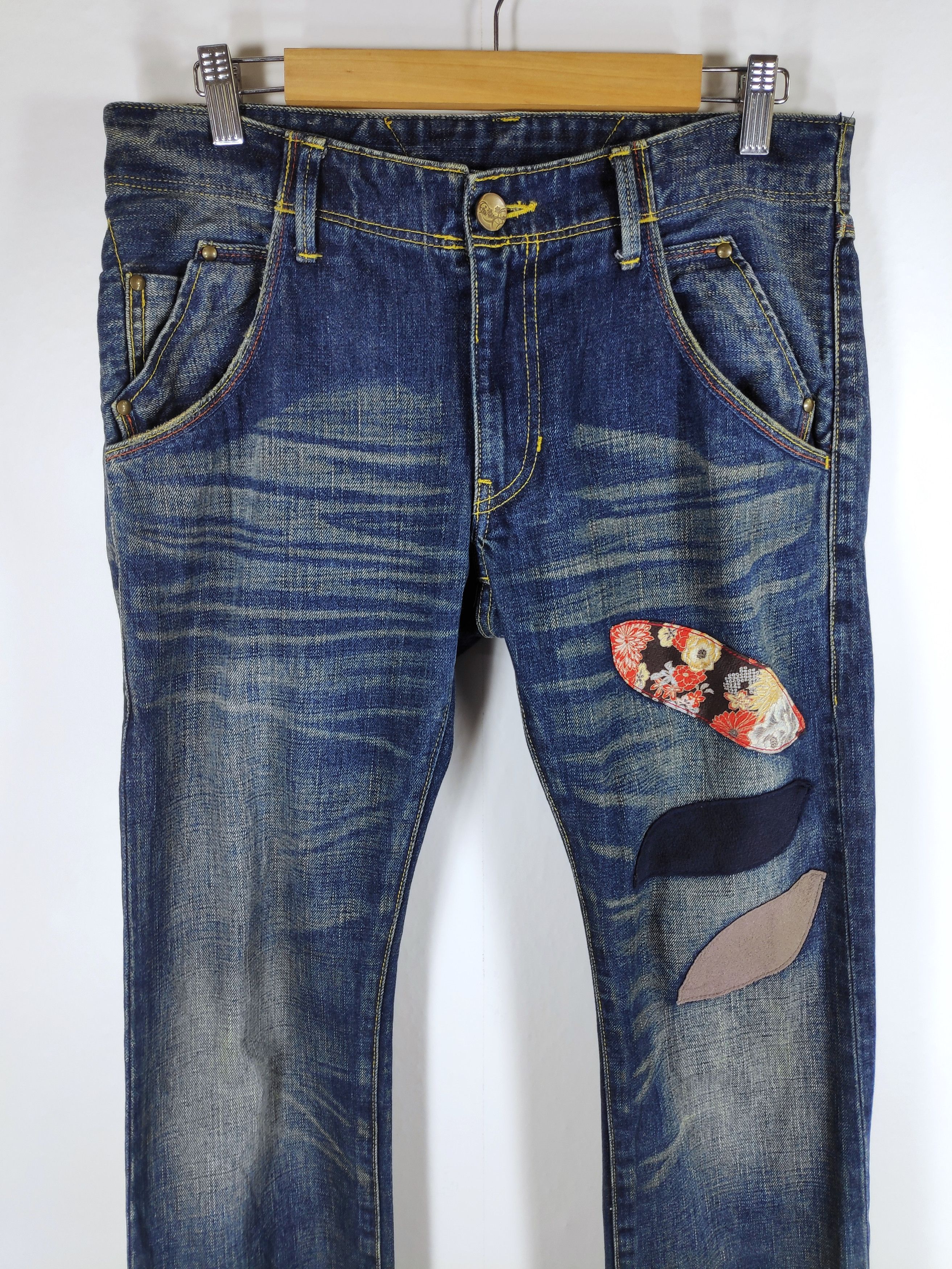 If Six Was Nine Takeo Kikuchi Faded Denim Patchwork Boro Denim Size US 32 / EU 48 - 4 Thumbnail