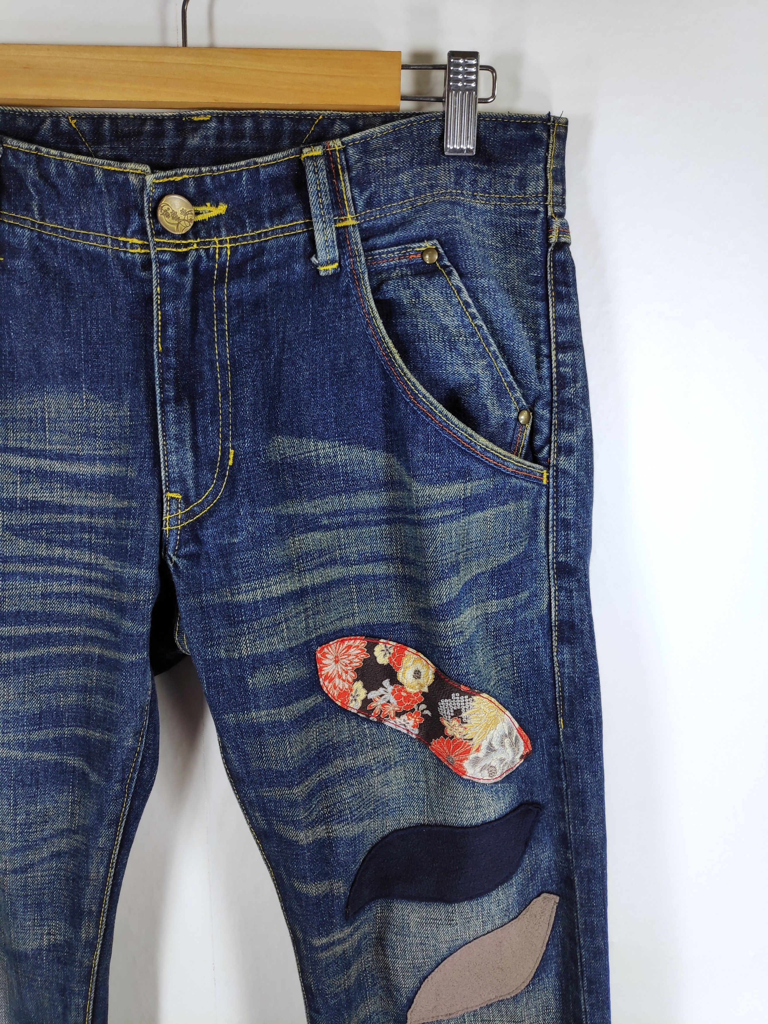 If Six Was Nine Takeo Kikuchi Faded Denim Patchwork Boro Denim Size US 32 / EU 48 - 5 Thumbnail