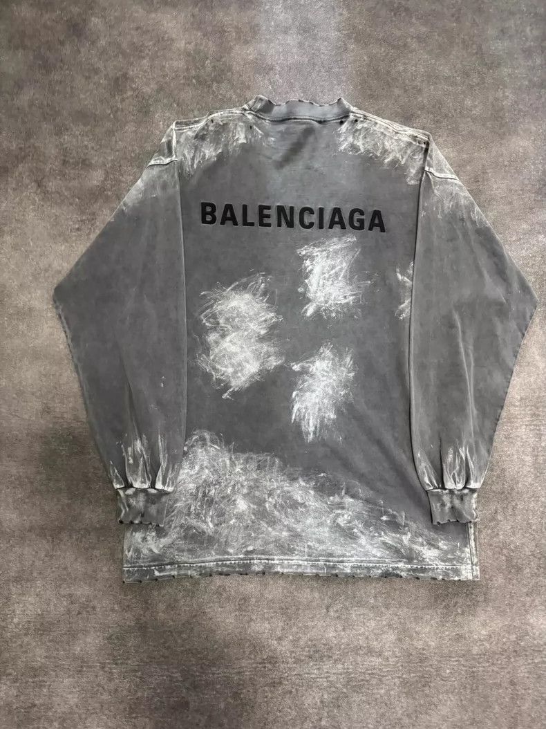 Balenciaga Balenciaga Long Sleeve Tee with Snow Wash-yf Size US M / EU 48-50 / 2 - 2 Thumbnail