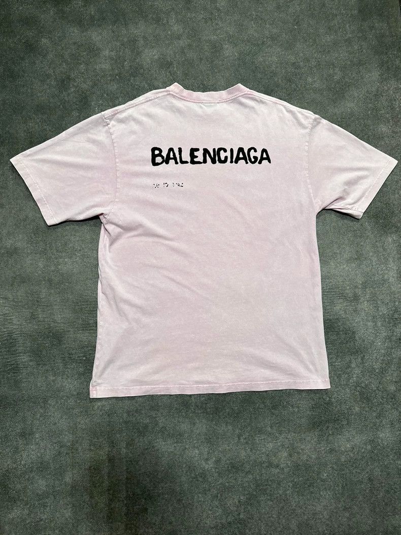Balenciaga BALENCIAGA Pink Graffiti Logo T-Shirt-yf Size US L / EU 52-54 / 3 - 2 Thumbnail