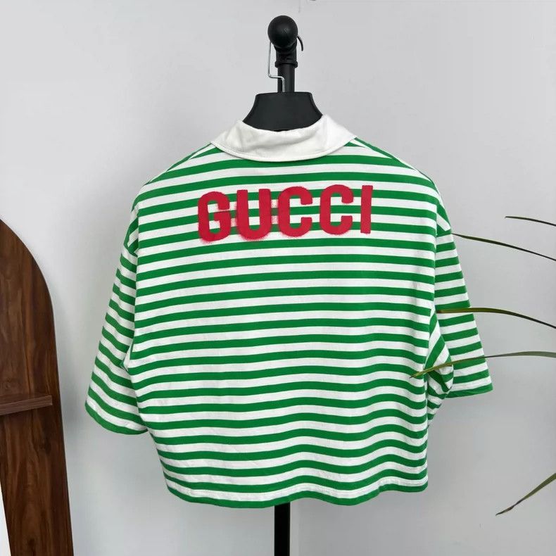 Gucci Gucci Green White Striped Short Sleeve Polo-yf Size US S / EU 44-46 / 1 - 2 Thumbnail