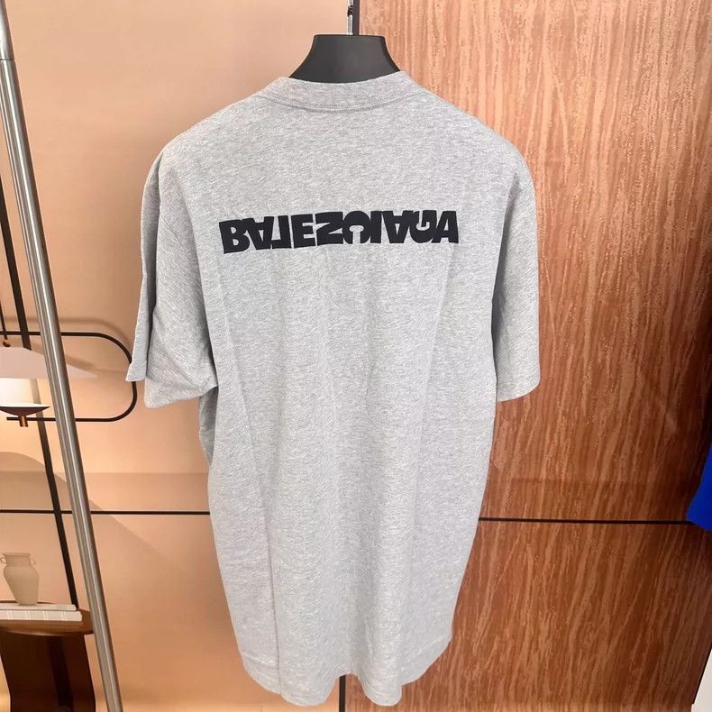 Balenciaga Balenciaga Gray Embroidered Logo Short Sleeve T-Shirt-yf Size US M / EU 48-50 / 2 - 2 Thumbnail