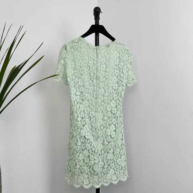 Dolce & Gabbana Dolce&Gabbana Avocado Green Lace Dress-yf Size US 44 / EU 60 - 2 Thumbnail