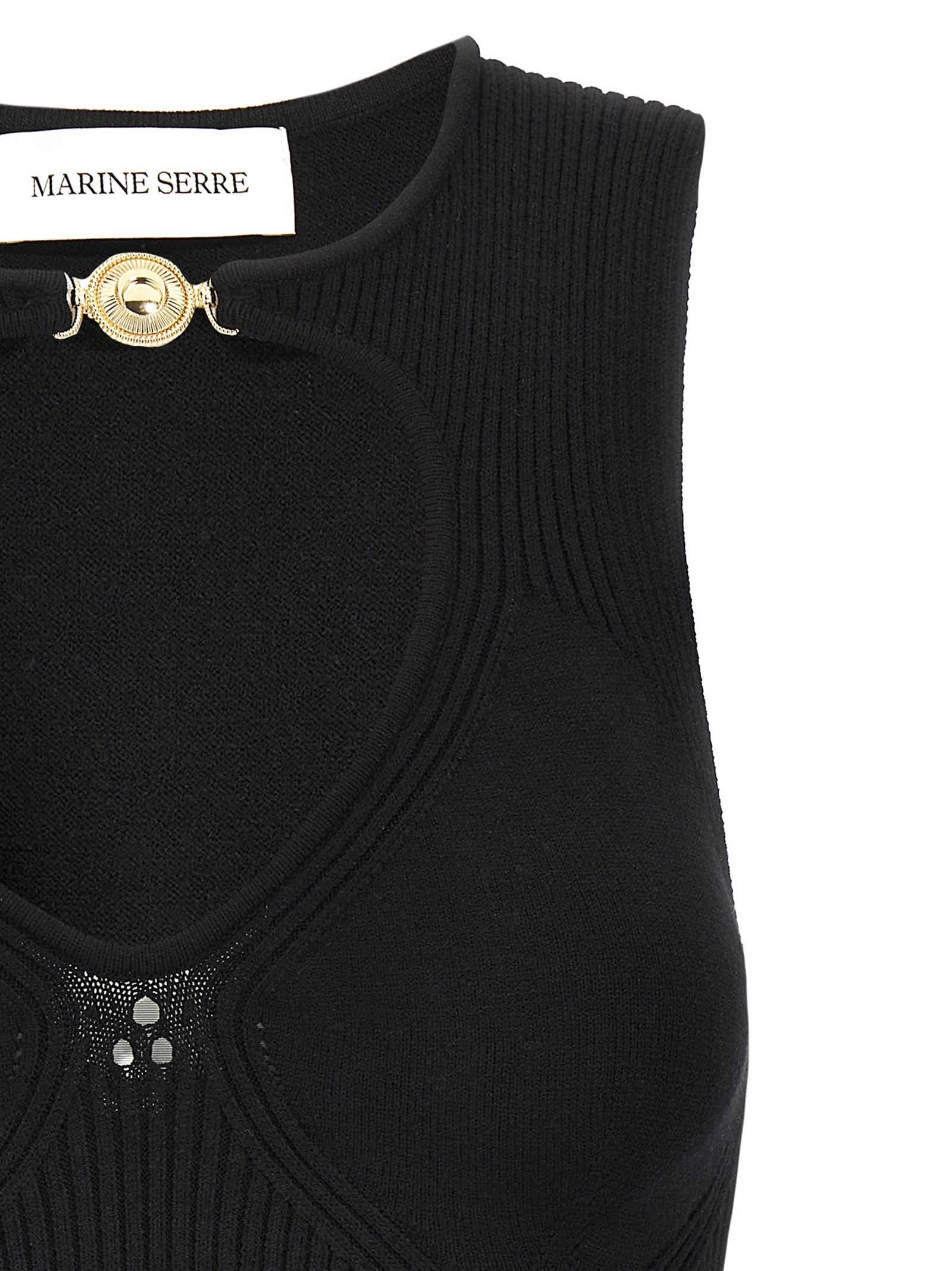Marine Serre 'Moon Jewelry Knit Open Neck' Top Size L / US 10 / IT 46 - 3 Thumbnail