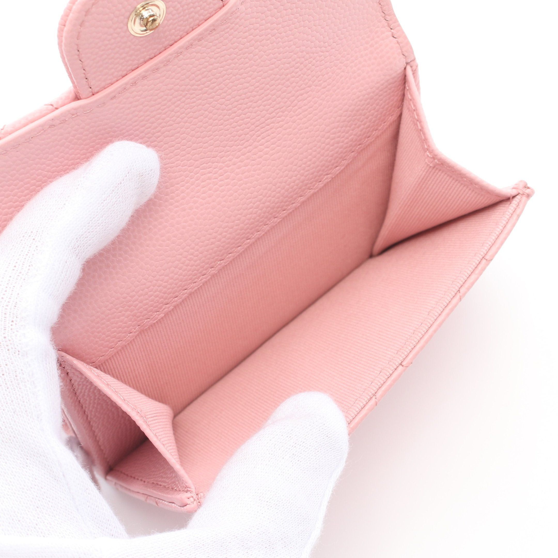 Chanel Chanel Classic Small Flap Wallet Matelasse Trifold Compact Caviar Skin Pink Gold Hardware Size ONE SIZE - 6 Thumbnail
