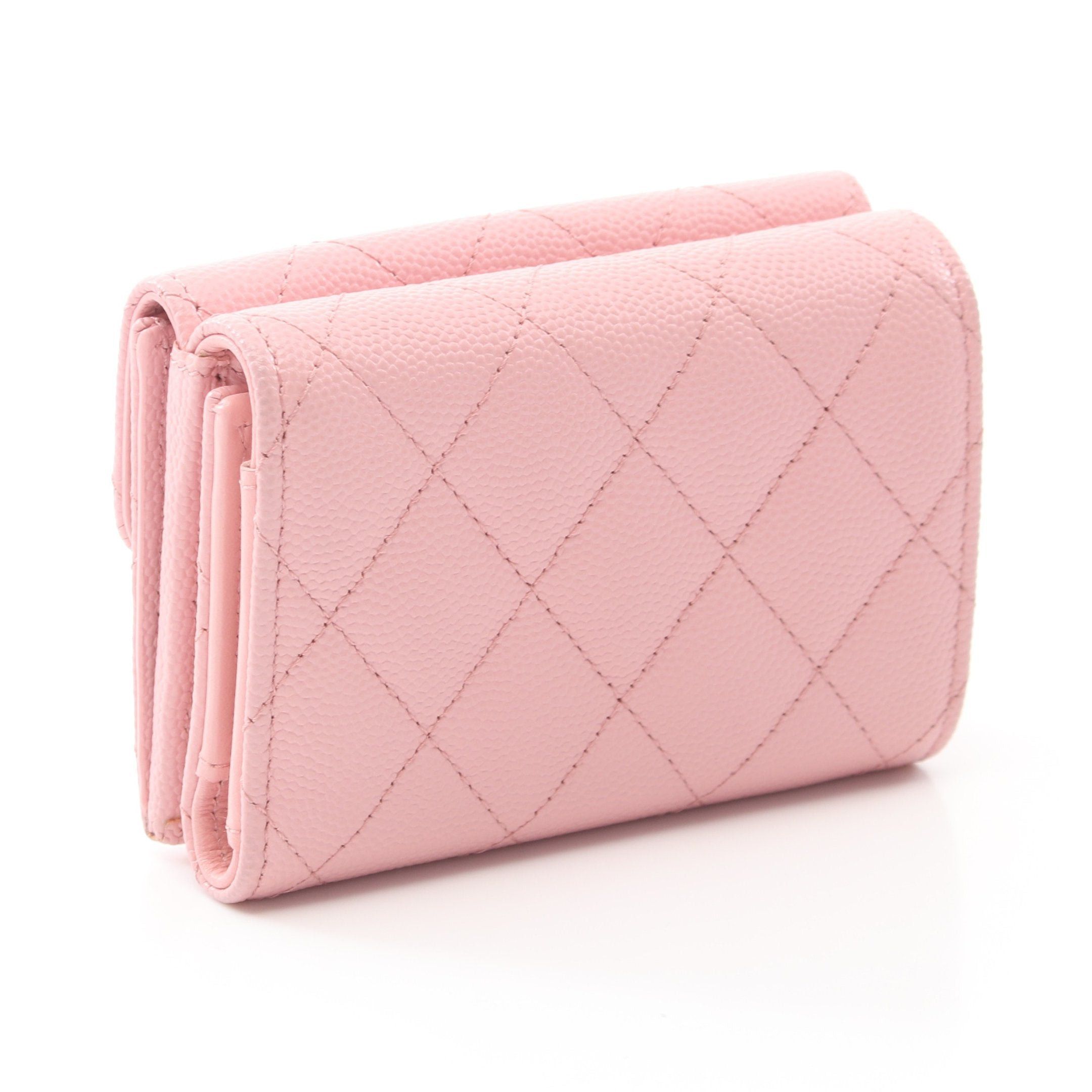 Chanel Chanel Classic Small Flap Wallet Matelasse Trifold Compact Caviar Skin Pink Gold Hardware Size ONE SIZE - 2 Thumbnail