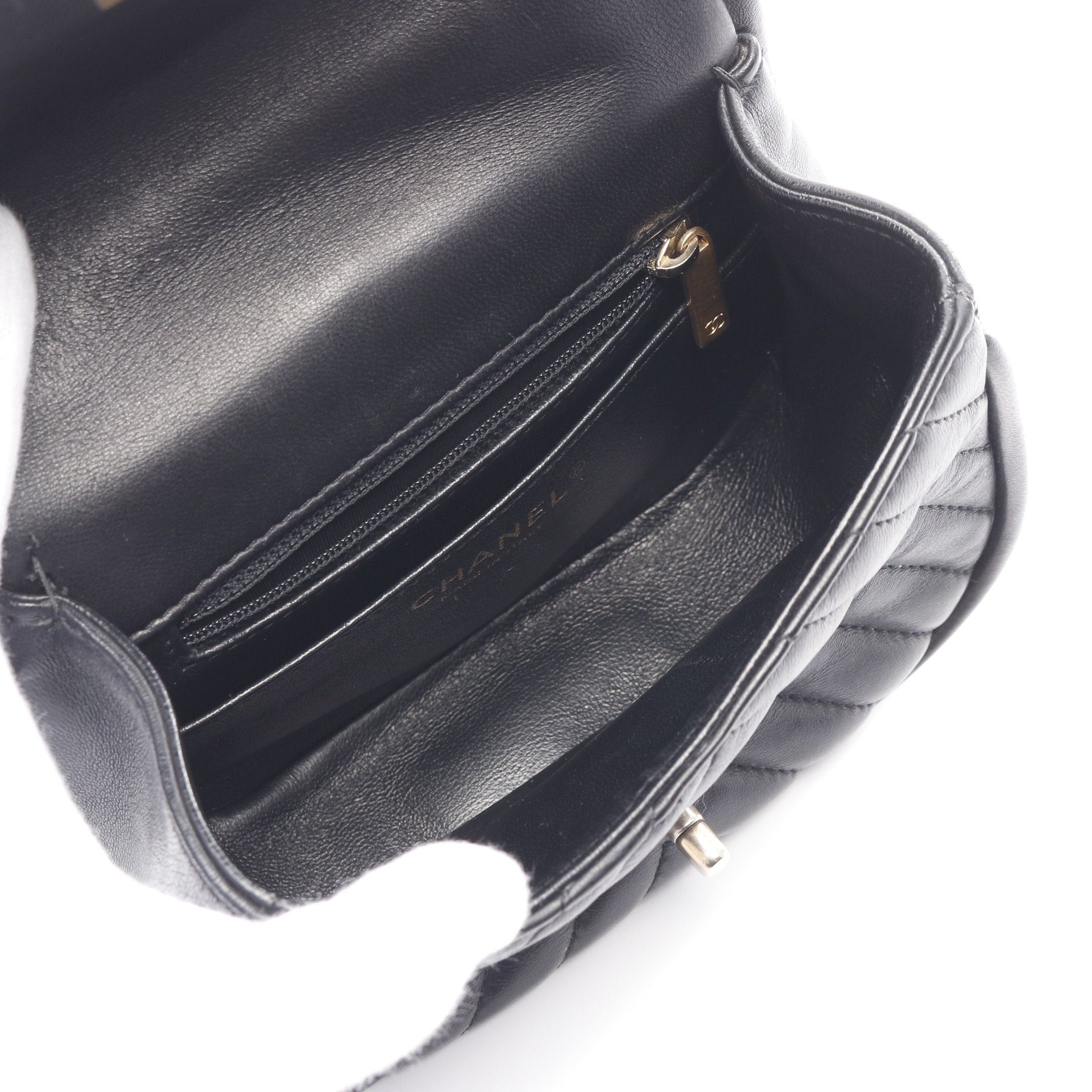 Chanel Chanel Chevron V-Stitch Chain Shoulder Bag Lambskin Black Gold Hardware Size ONE SIZE - 3 Thumbnail