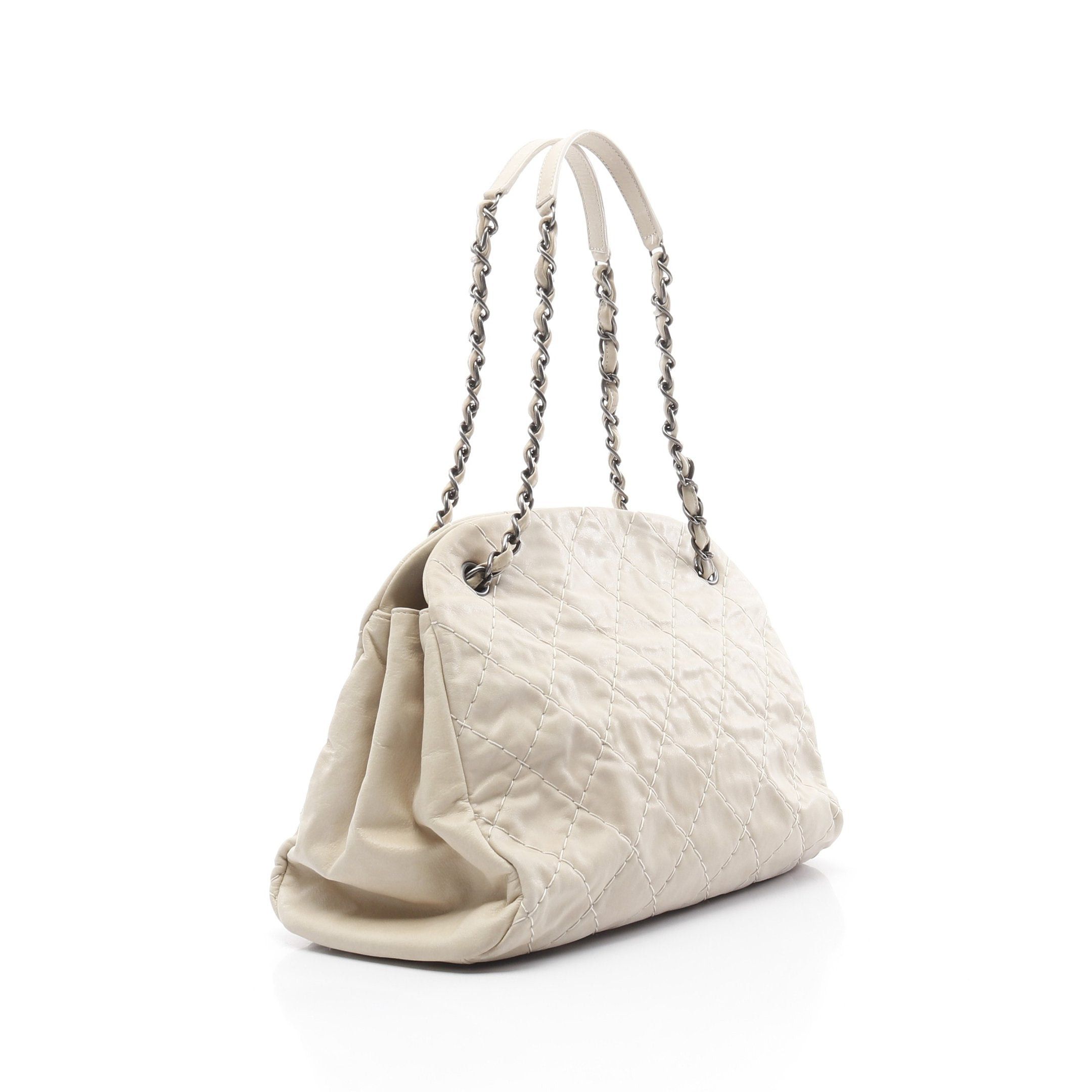 Chanel Chanel Mademoiselle Bowling Bag On The Road Chain Shoulder Velvet Calfskin Ivory Silver Hardware Size ONE SIZE - 2 Thumbnail