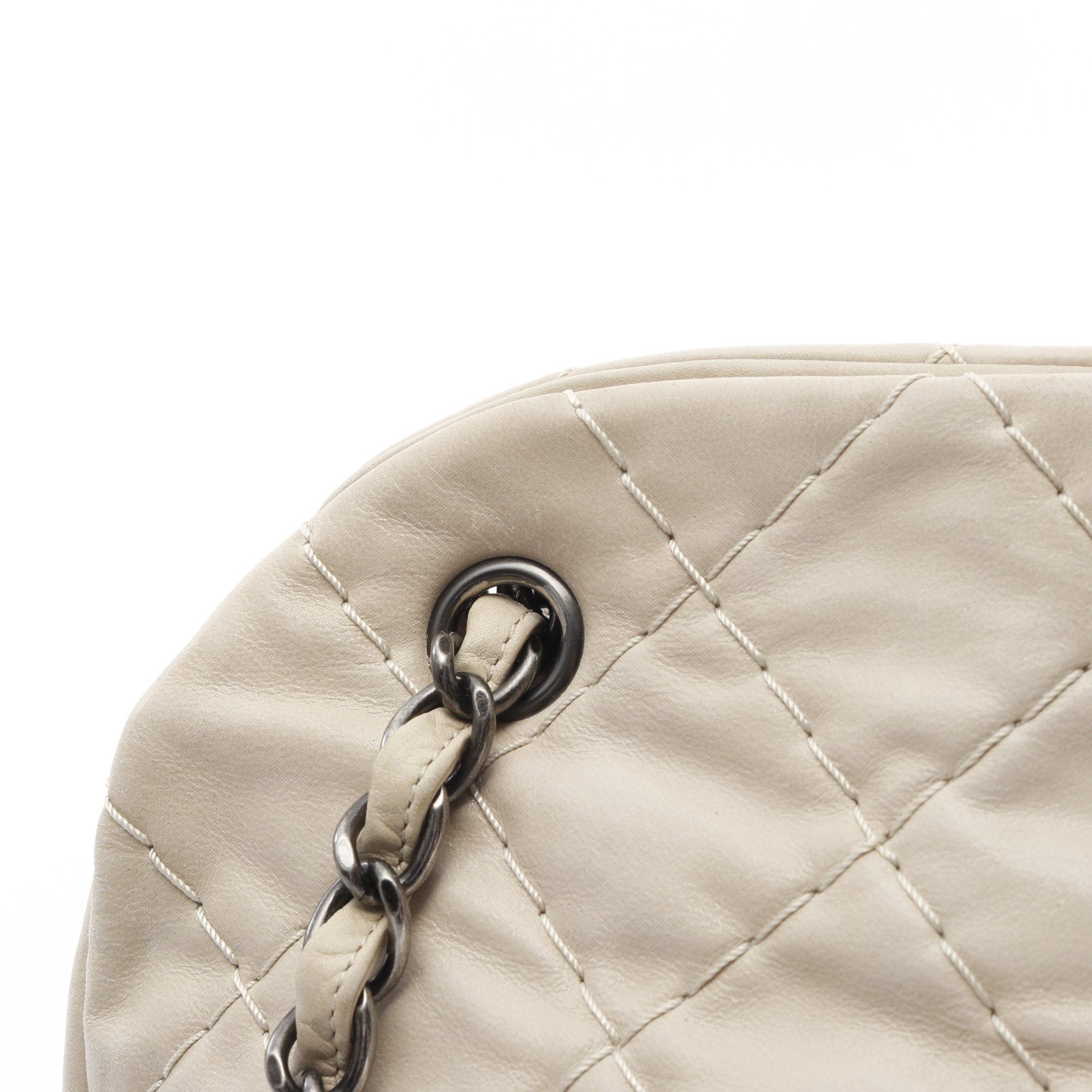 Chanel Chanel Mademoiselle Bowling Bag On The Road Chain Shoulder Velvet Calfskin Ivory Silver Hardware Size ONE SIZE - 11 Thumbnail