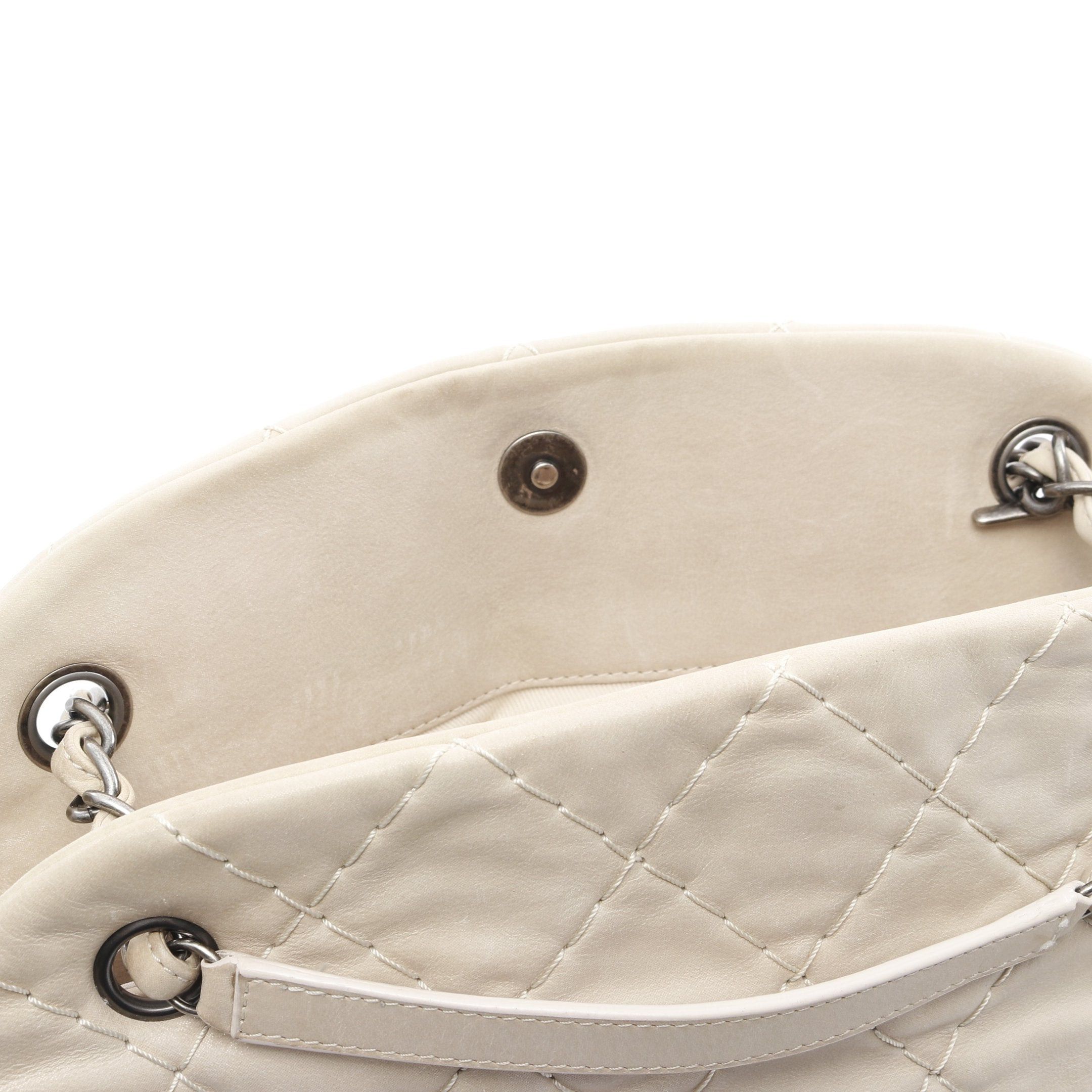 Chanel Chanel Mademoiselle Bowling Bag On The Road Chain Shoulder Velvet Calfskin Ivory Silver Hardware Size ONE SIZE - 14 Thumbnail