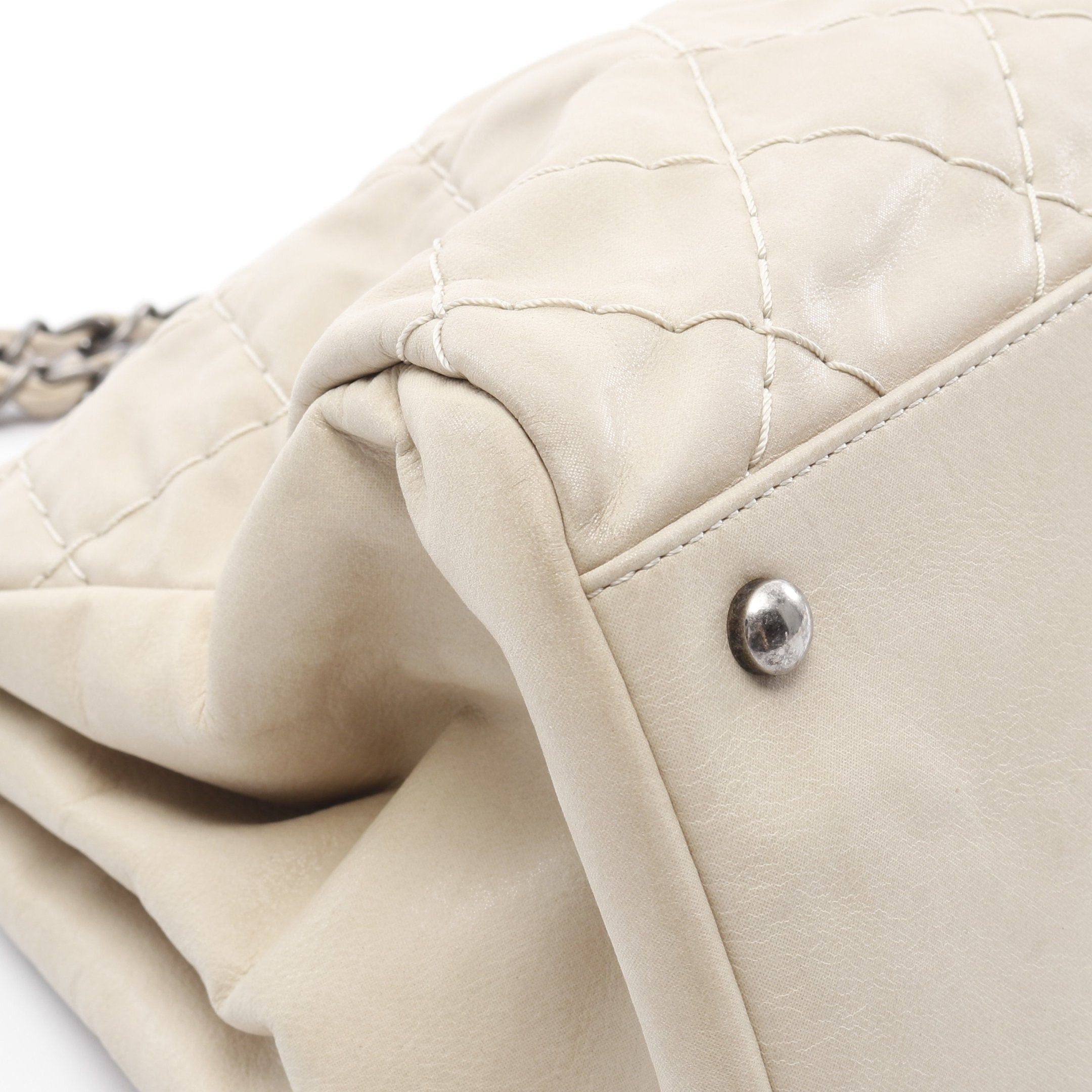Chanel Chanel Mademoiselle Bowling Bag On The Road Chain Shoulder Velvet Calfskin Ivory Silver Hardware Size ONE SIZE - 6 Thumbnail