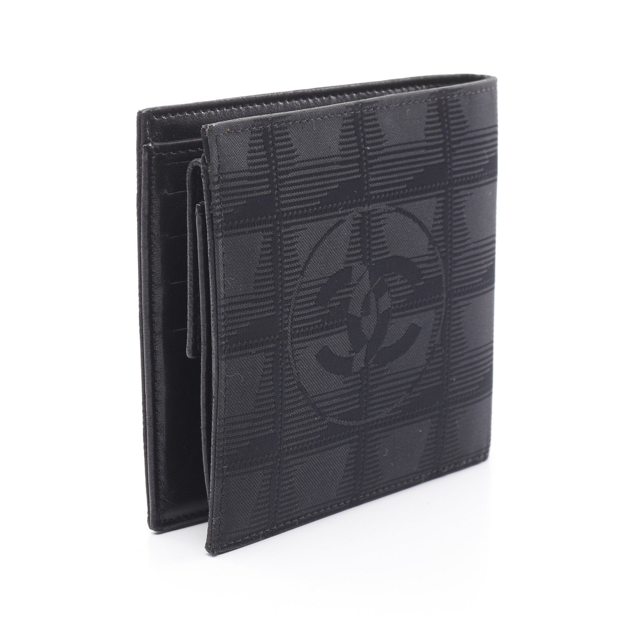 Chanel Chanel New Travel Line Bi-Fold Wallet Nylon Canvas Leather Black Silver Hardware Size ONE SIZE - 2 Thumbnail