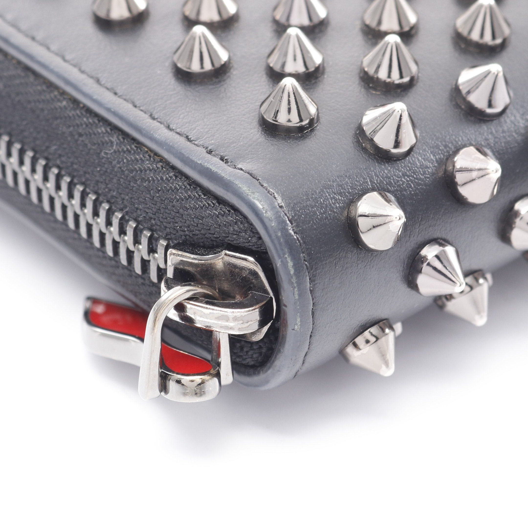 Christian Louboutin Christian Louboutin Panettone Round Zipper Long Wallet Leather Black Spike Studs Size ONE SIZE - 7 Thumbnail
